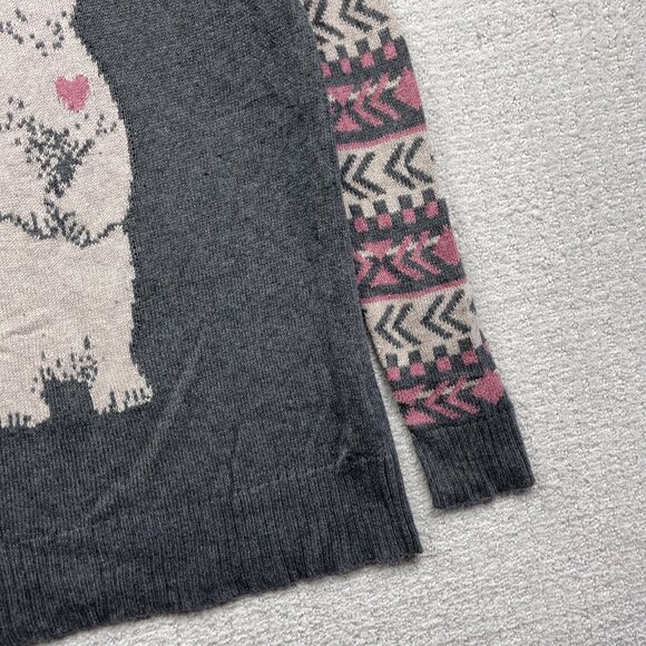 American Eagle Outfitters Love Polar Bear Grey / Pink Nordic Sweater Wom M - Picture 3 of 14